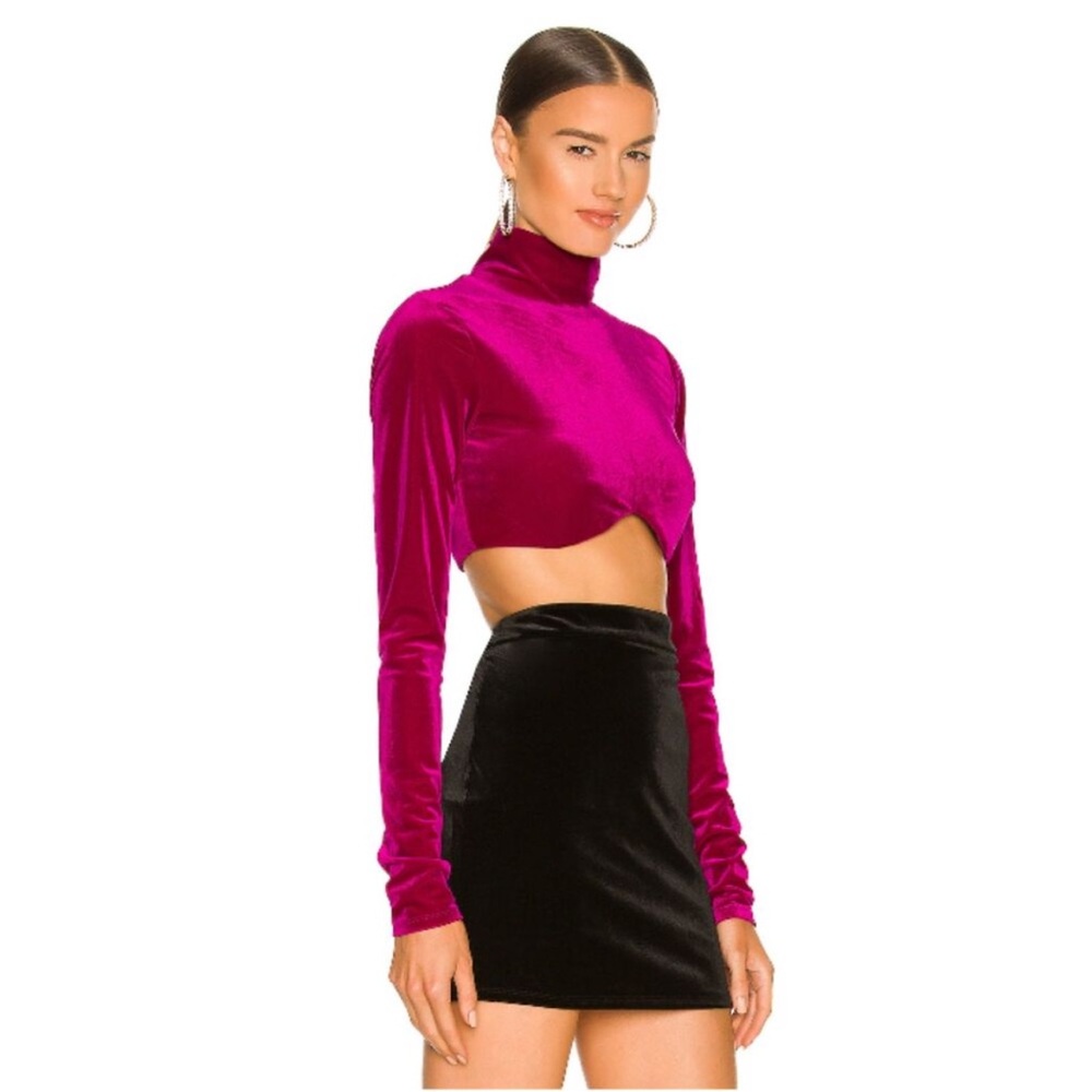 Velvet Fuchsia Long Sleeve Crop Top